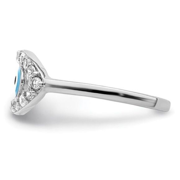 Enameled Eye Design Sterling Silver Toe Ring with CZ Stone - Picture 3 of 6